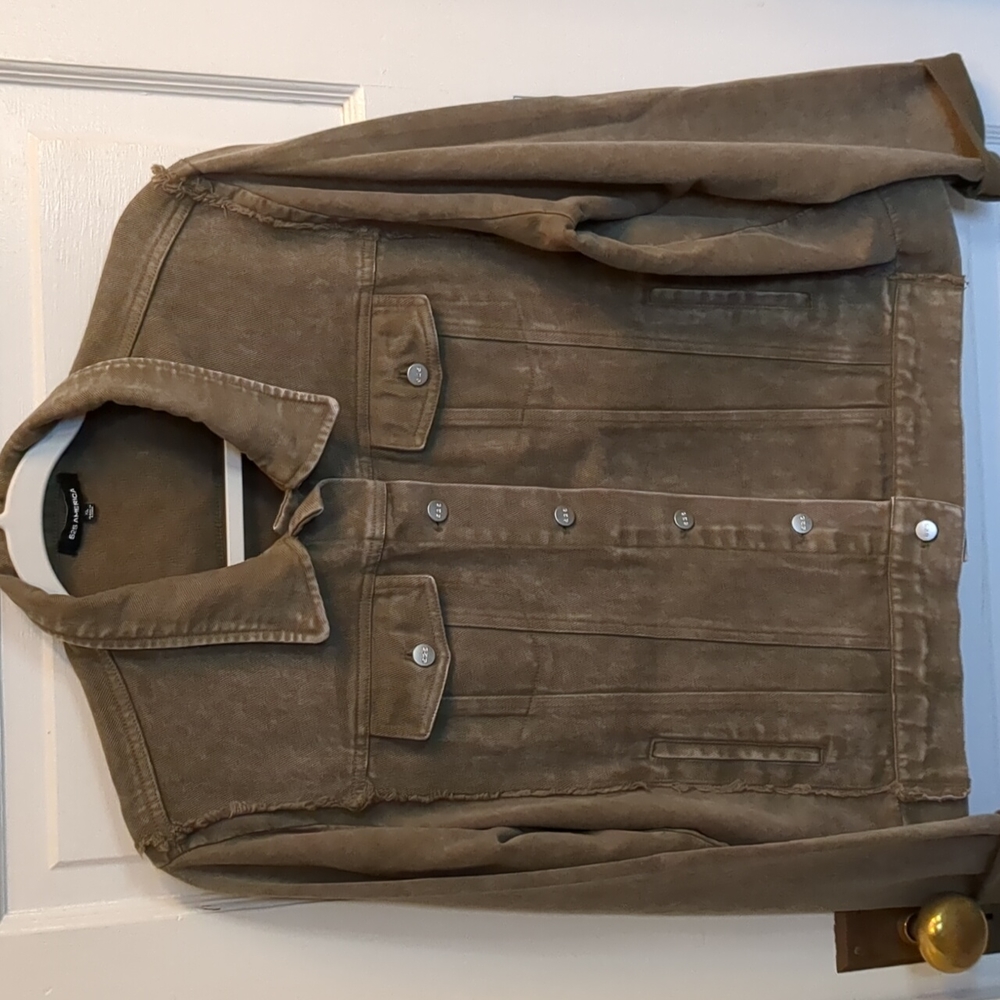 French Terry OD Green Denim Trucker Jacket XL 525